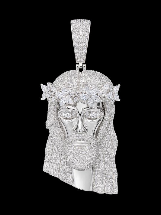 925 Silver VVS GRA Moissanite Jesus Head Charm