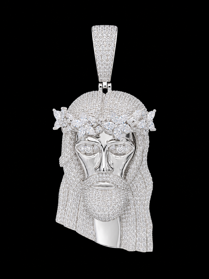 925 Silver VVS GRA Moissanite Jesus Head Charm