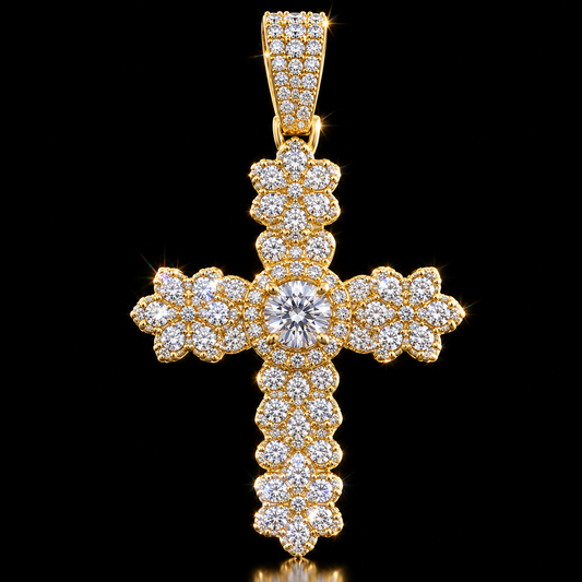 10K Gold VVS1 Natural Diamond Cross Charm