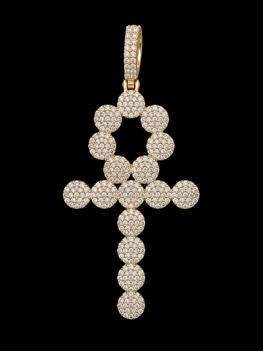 10K Gold Diamond Ankh Charm
