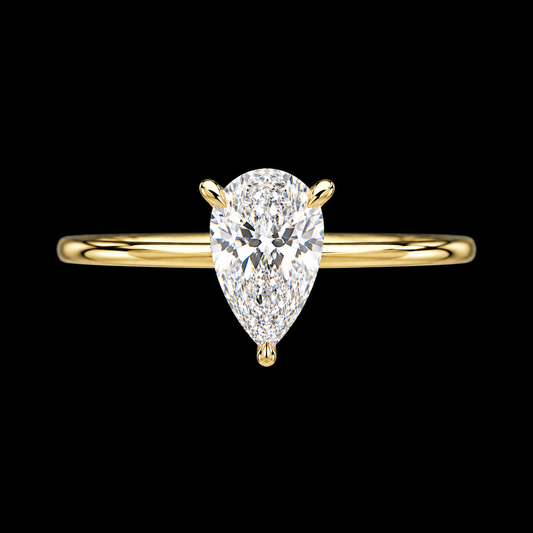 14K Gold Pear Shape Lab Diamond Ring