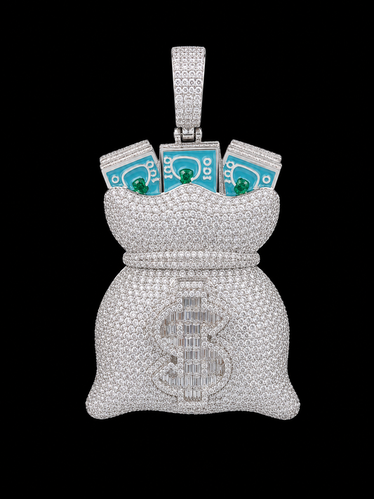 925 Silver VVS GRA Moissanite Dollar Bag Charm