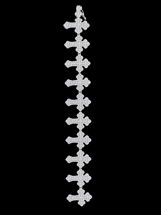 925 Silver Moissanite Cross Bracelet
