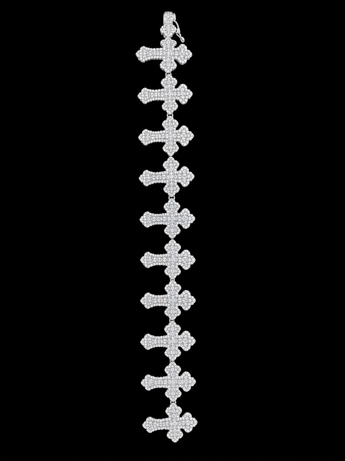 925 Silver Moissanite Cross Bracelet
