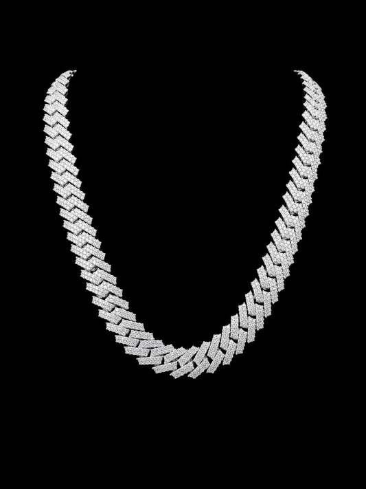925 Silver 12mm Moissanite Chain
