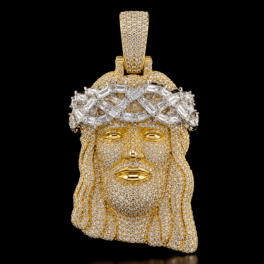 10K Gold VVS1 Diamond Iced Jesus Charm