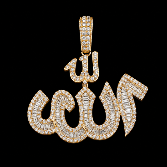 10K Gold Natural Diamond Arabic Allah Charm
