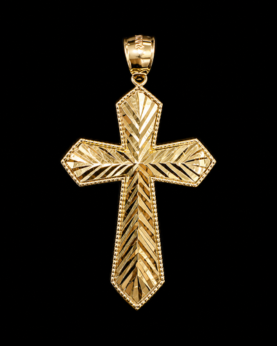 10K Gold Diamond-Cut Cross Charm
