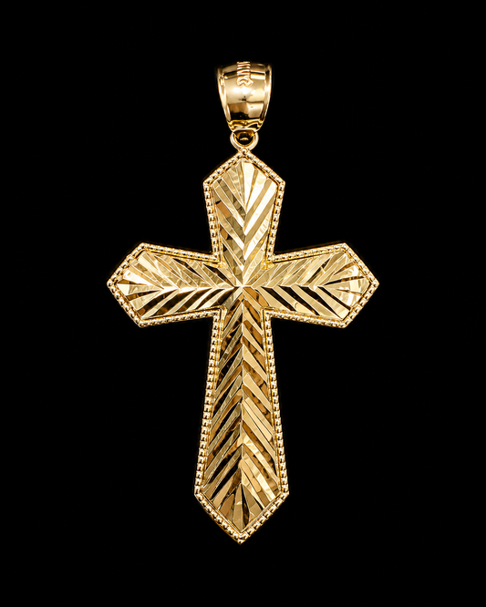 10K Gold Diamond-Cut Cross Charm