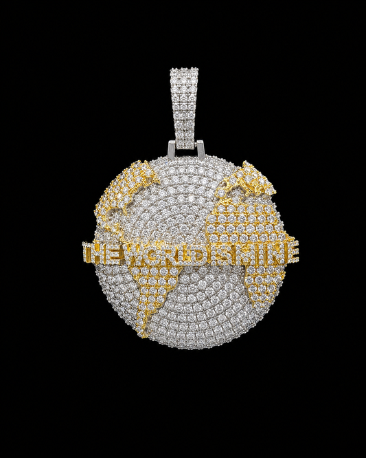 925 Silver VVS GRA Moissanite Worldwide Globe Charm