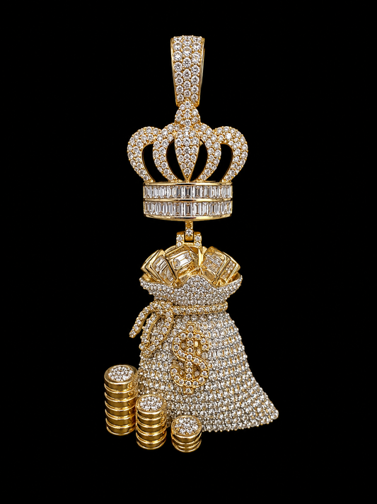 10K Gold Natural Diamond Money Bag Charm