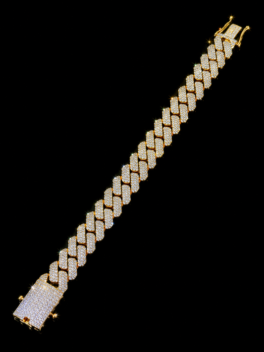 10K Gold Natural Diamond Cuban Bracelet