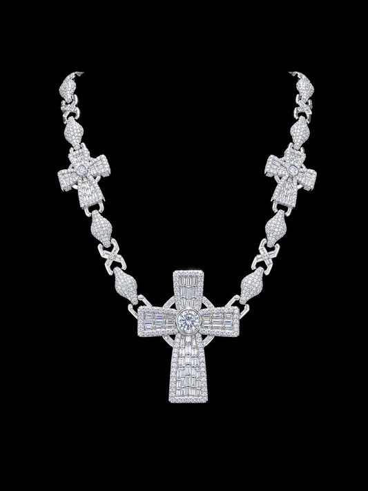 925 Silver VVS Moissanite Cross Chain